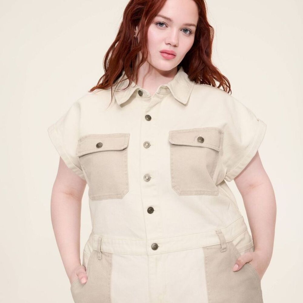 Woolrich - Women's Short Sleeve Western Jumpsuit - Woolrich C Cream - Picture 4 of 4